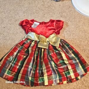 Plaid Red and Gold Girls Fancy Dress
